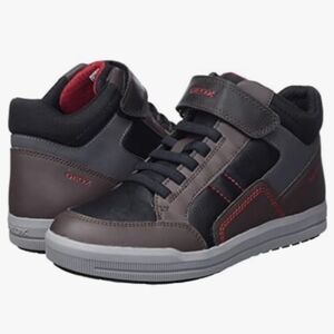 Geox Boys Azarach Brown & Black & Gray Italian made High Top Sneakers Nwt Size 1